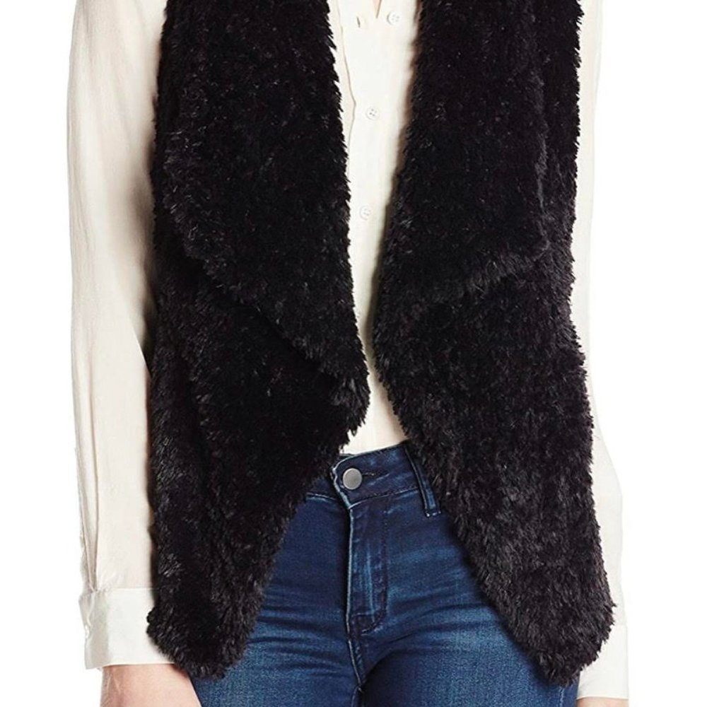 Calvin Klein Black Faux Fur Vest Size S